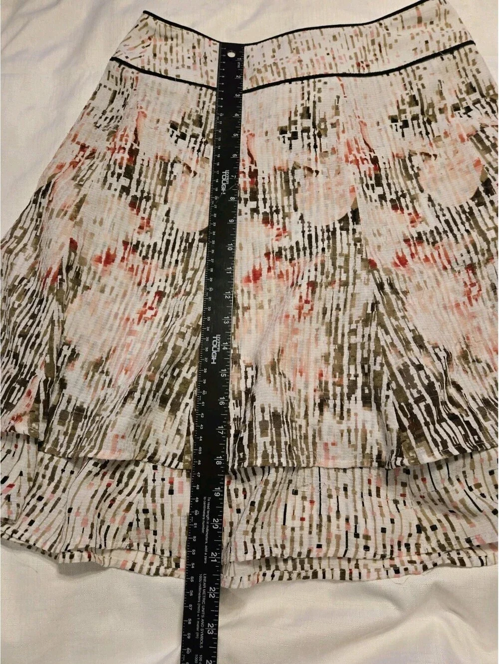 White House Black Market Multi Tiered Soft Skirt Size 6 Pink Olive Abstract